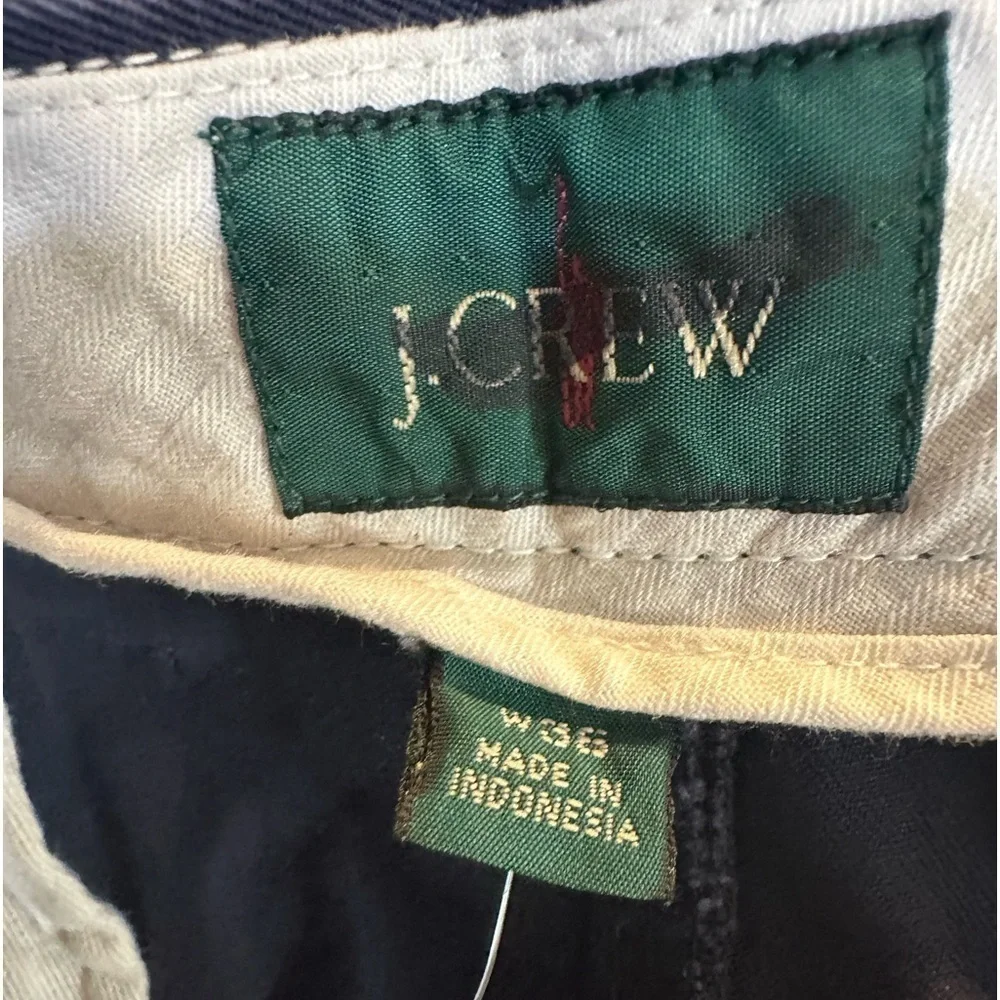 J Crew Straight Leg Flat Front Cuffed Chino Pants Navy Blue 36 NWT